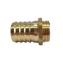 Goldener Messing Schlauchstutzen mit 3/4 Zoll AG und 13 mm Schlauchanschluss. Robuster Schlauchverbinder.