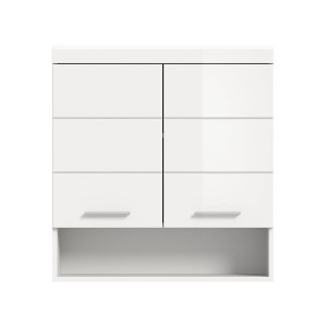 Weißer Hochglanz Hängeschrank (74x79x24cm) für Bad oder Hauswirtschaftsraum.