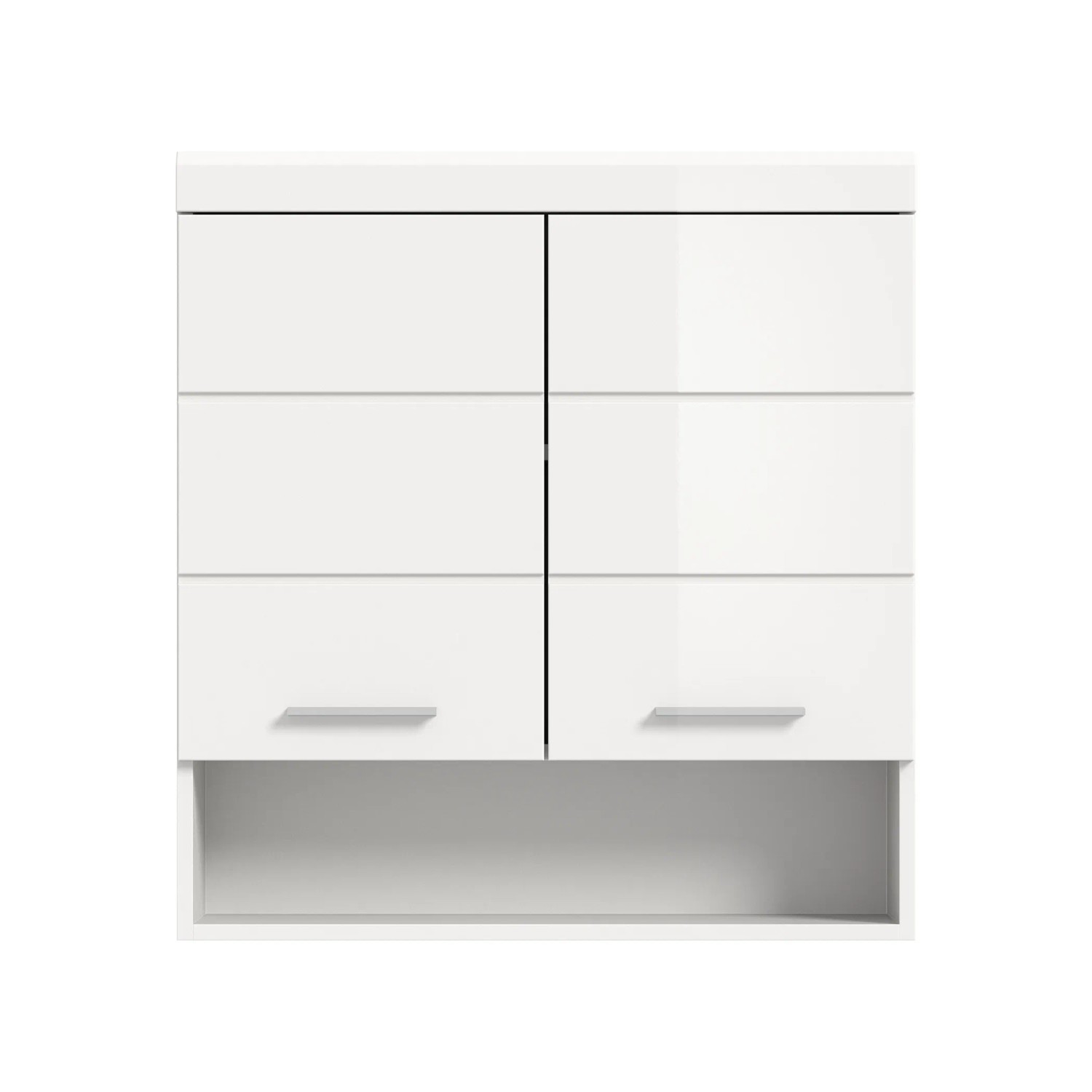Weißer Hochglanz Hängeschrank (74x79x24cm) für Bad oder Hauswirtschaftsraum.