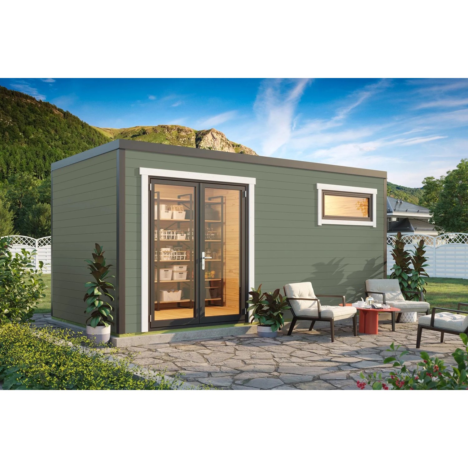 Lasita Gartenhaus Sardinia 3 Grau-Grün 500 cm x 250 cm