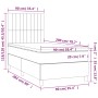 vidaXL Boxspringbett dunkelgrün 90x200 cm mit Matratze und Kopfteil, Maße eingezeichnet.