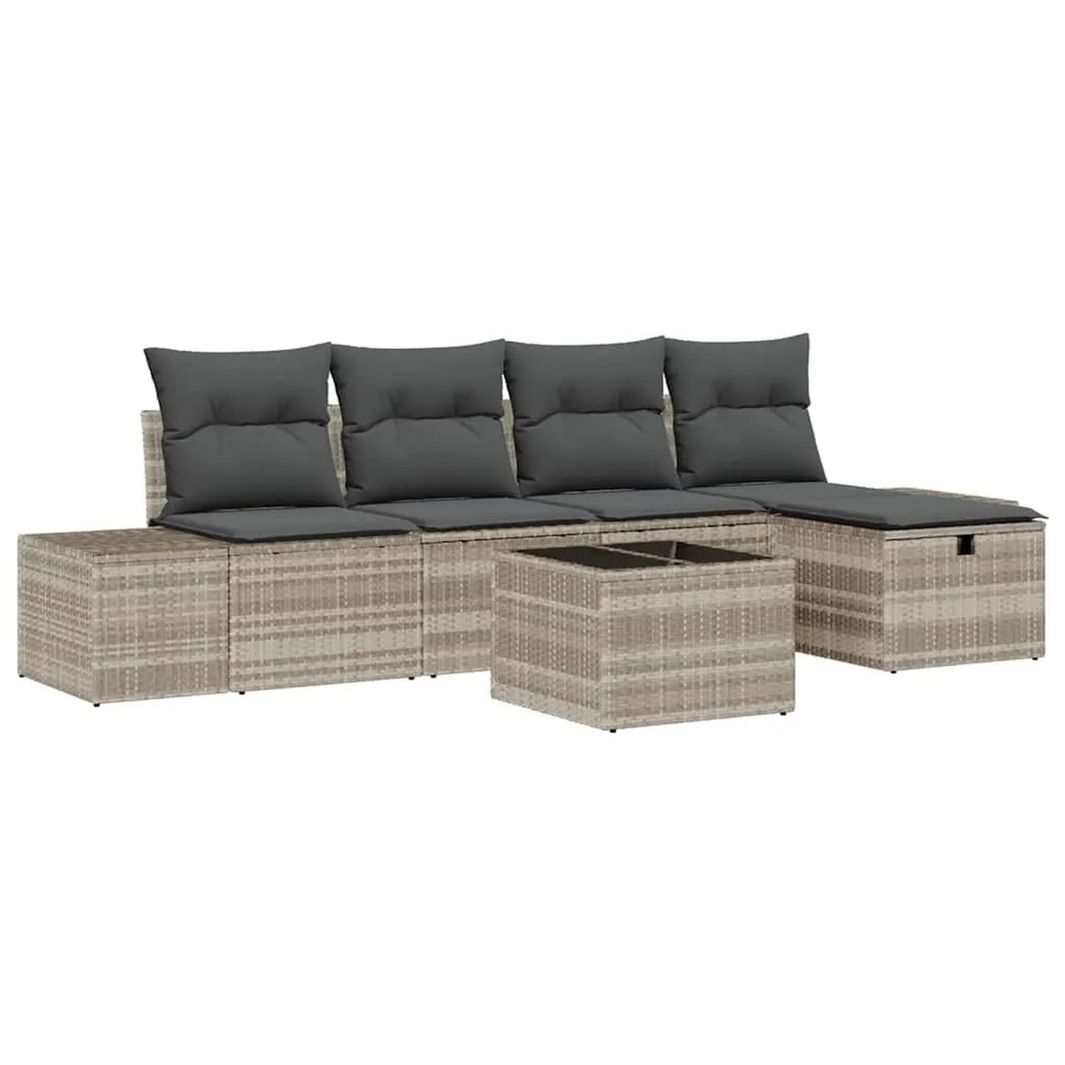 vidaXL Sofa Set mit Kissen 6-Tlg Poly-Rattan 3360703