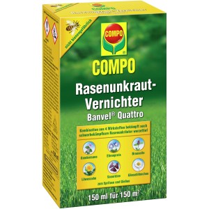 Compo Banvel Quattro Rasenunkraut-Vernichter, 150ml Flasche. Bekämpft Unkraut im Rasen.