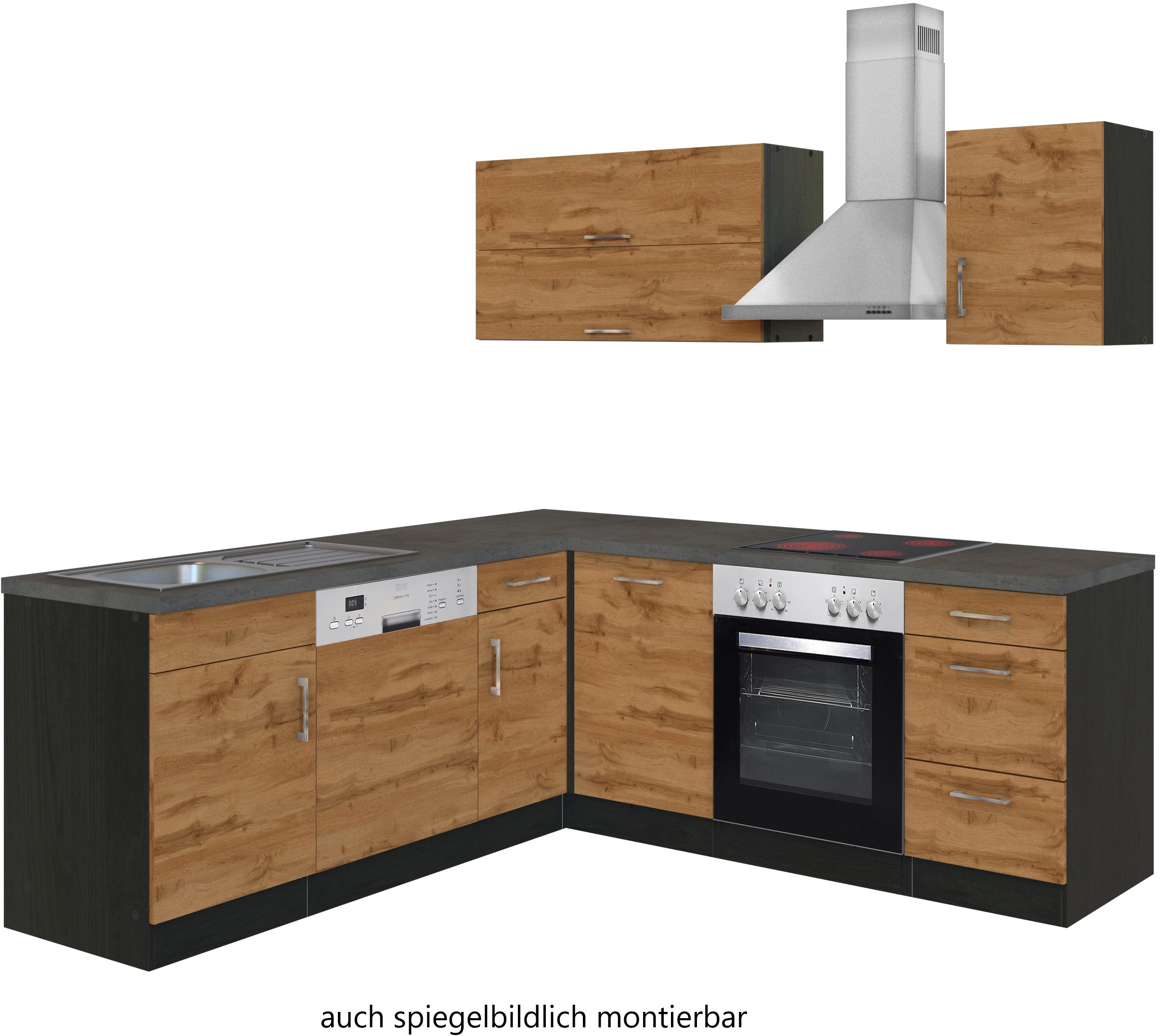 Held Möbel Küchenzeile Sorrento 210 cm Wotaneiche-Grafit Winkel kaufen bei  OBI