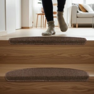 Relaxdays Treppenmatten 15er Set Kunststoff Dunkelbraun Selbstklebend Rutschhemmend 4 cm x 65 cm x 24 cm