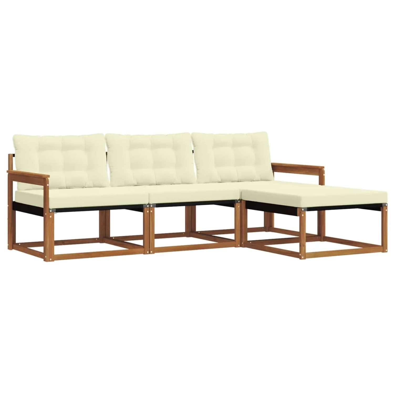 vidaXL Outdoor-Sofagarnitur mit Kissen 4-Tlg Natur und Creme 3369329