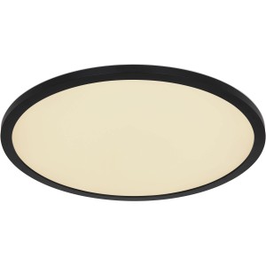 Schwarze, dimmbare LED-Deckenleuchte Sapana mit RGB-Farbwechsel und Fernbedienung.