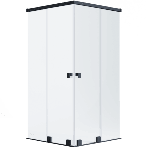 Schöner Wohnen Eckdusche mit 2 Schiebetüren, schwarzmatte Profile, 100x100x200 cm.