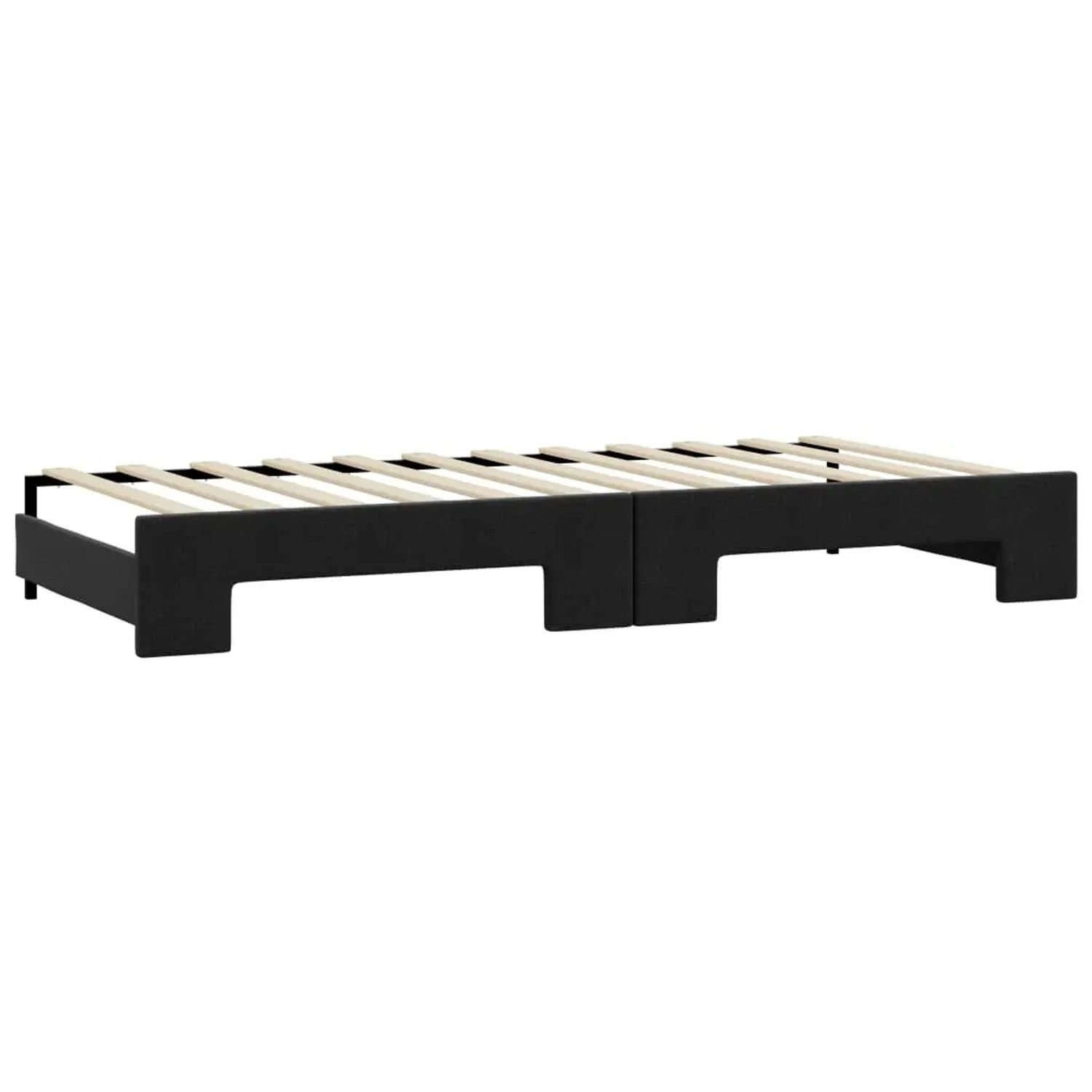 vidaXL Tagesbett, ausziehbar, schwarz, 80x200 cm, Stoff. Bettgestell mit Lattenrost.