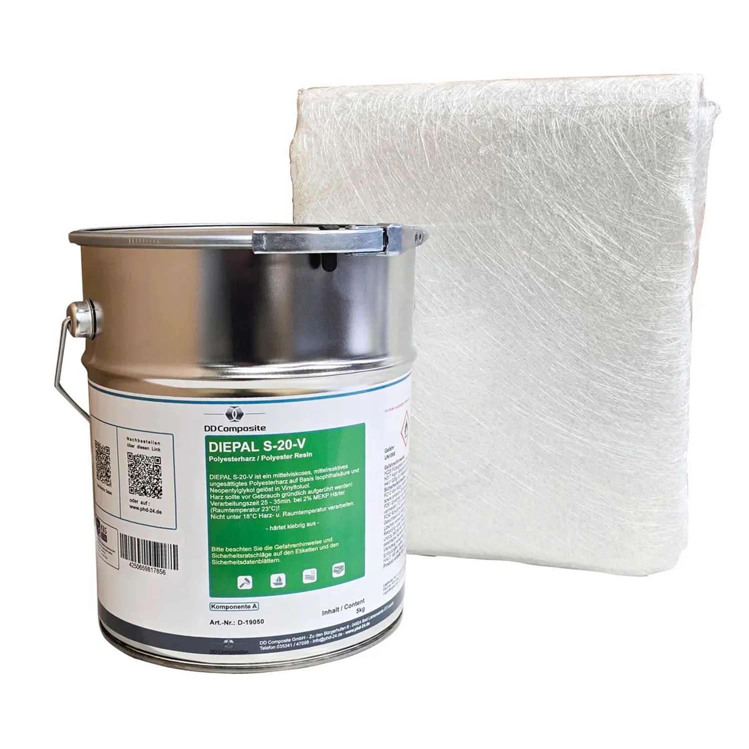 DD Composite 5kg GFK Polyesterharz + 5m² Glasfasermatte 300g/m²