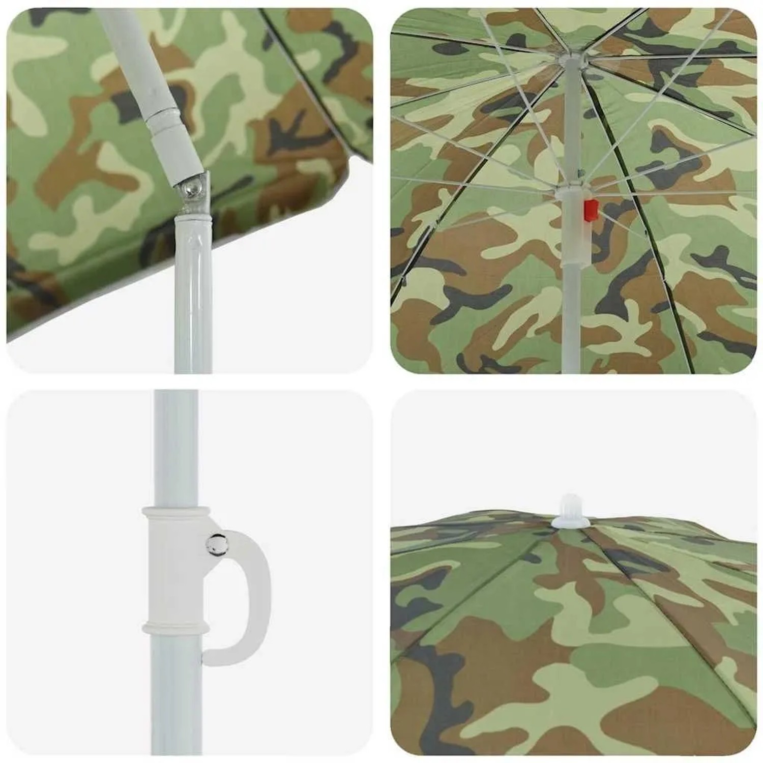 vidaXL Sonnenschirm mit Tarnmuster, 161x161x193 cm, ideal für Strand und Garten.