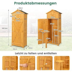 Costway Gartenschrank Holz Gerätehaus Wetterfest Hof Natur