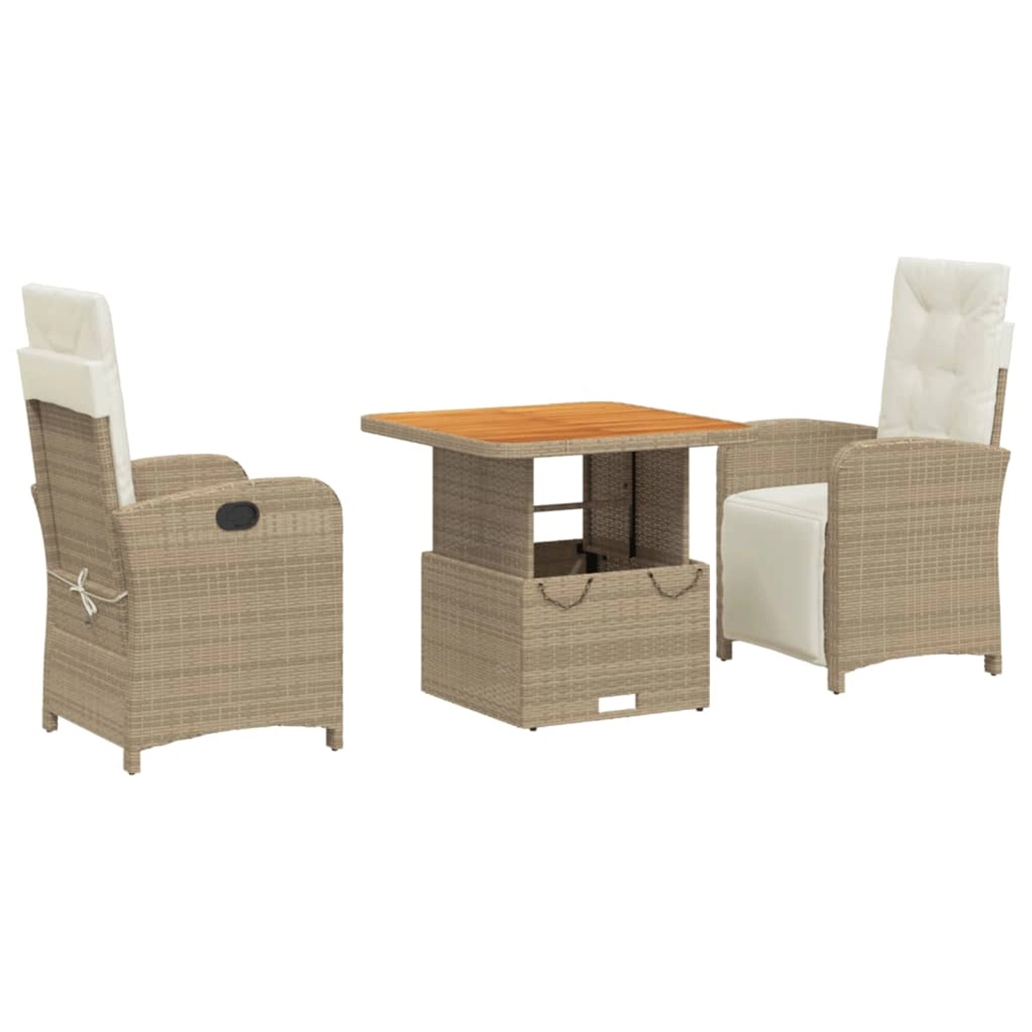 vidaXL 3-Tlg Garten-Essgruppe mit Kissen Beige Poly Rattan 3277351 günstig online kaufen