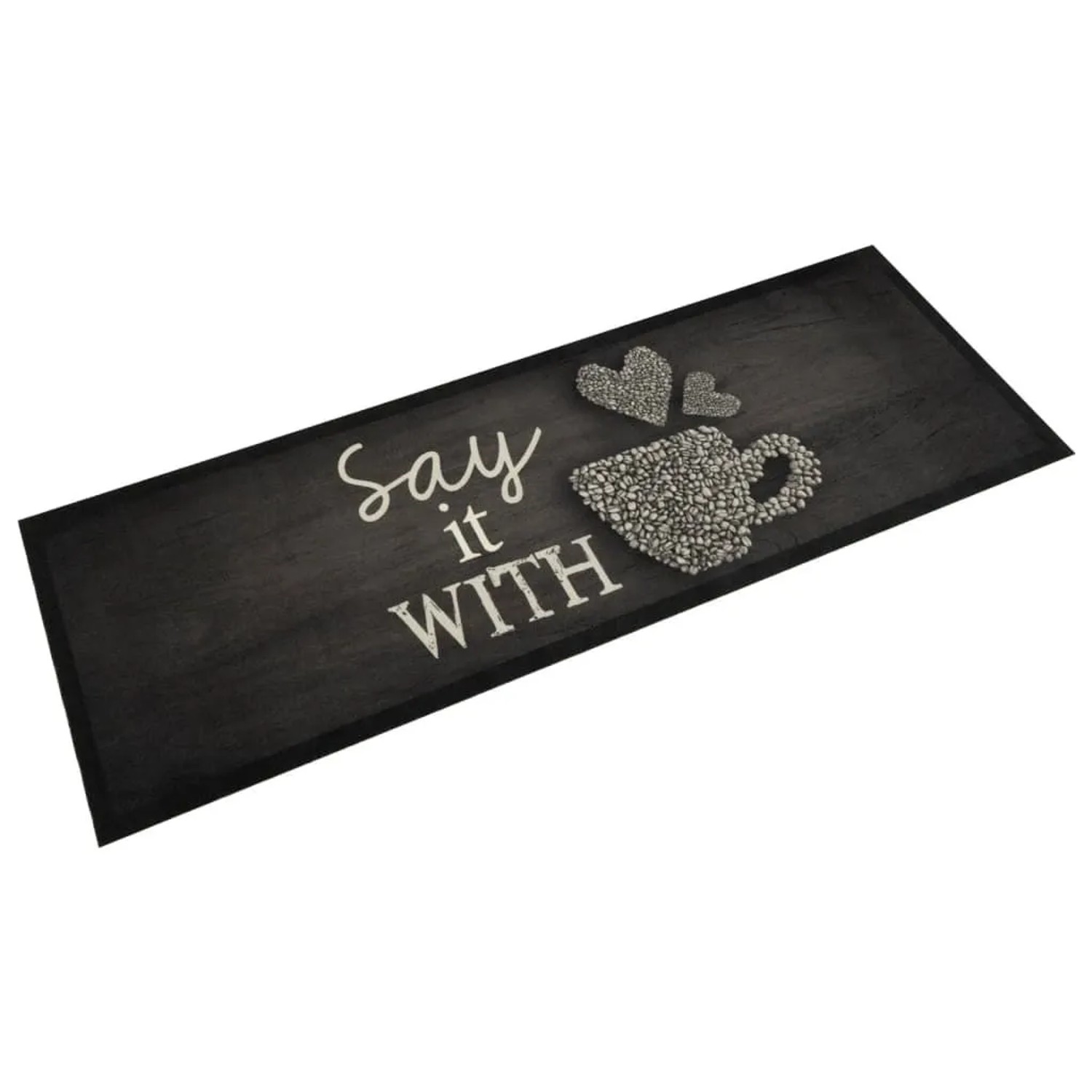 vidaXL Küchenteppich Waschbar Tasse Schwarz 60x180 cm Samt 4005594