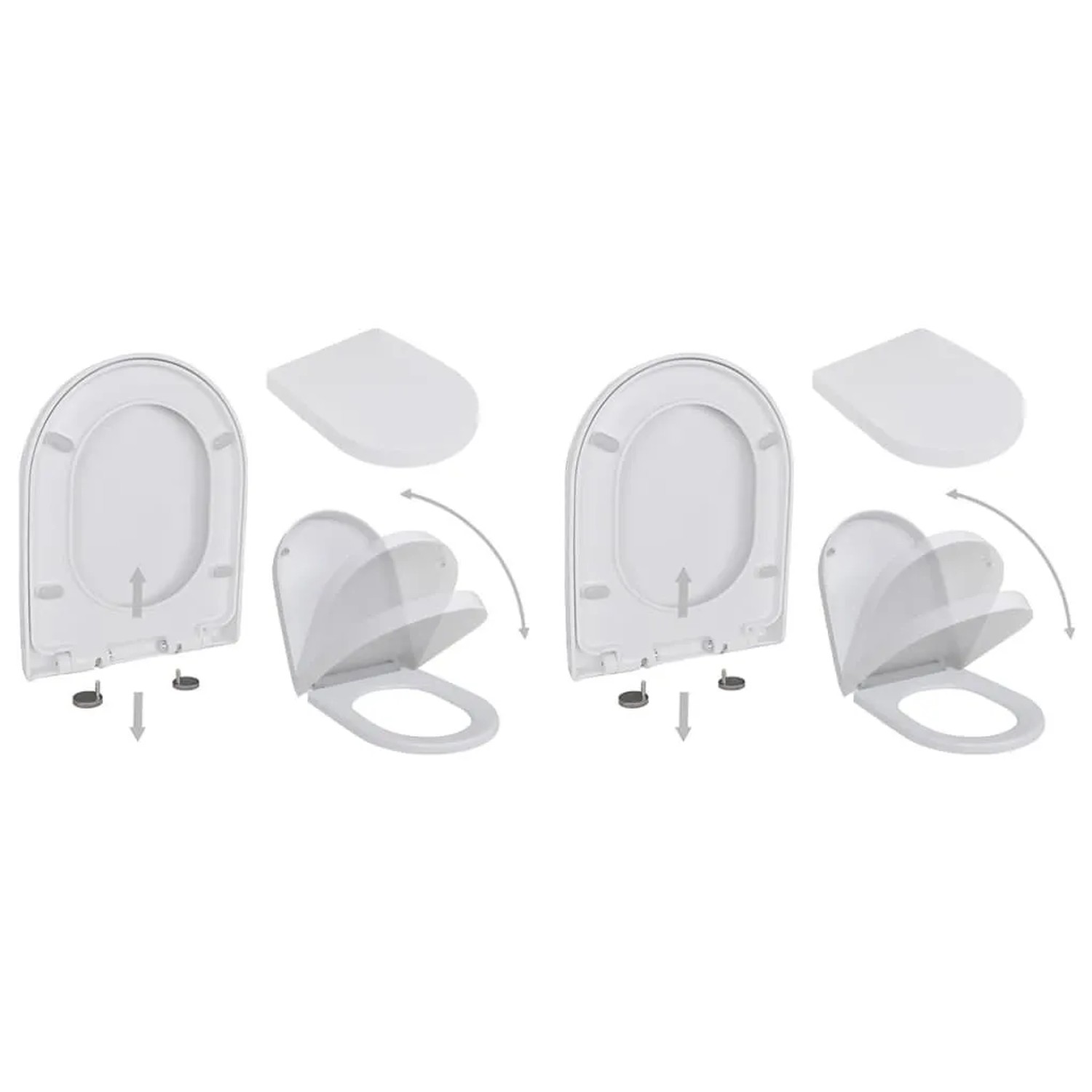 vidaXL Toilettensitze mit Absenkautomatik 2 Stk Kunststoff Weiß 275930