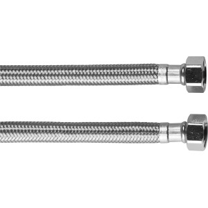 LUX Panzerschlauch DN10, 50 cm aus Edelstahl mit beidseitigem Innengewinde.