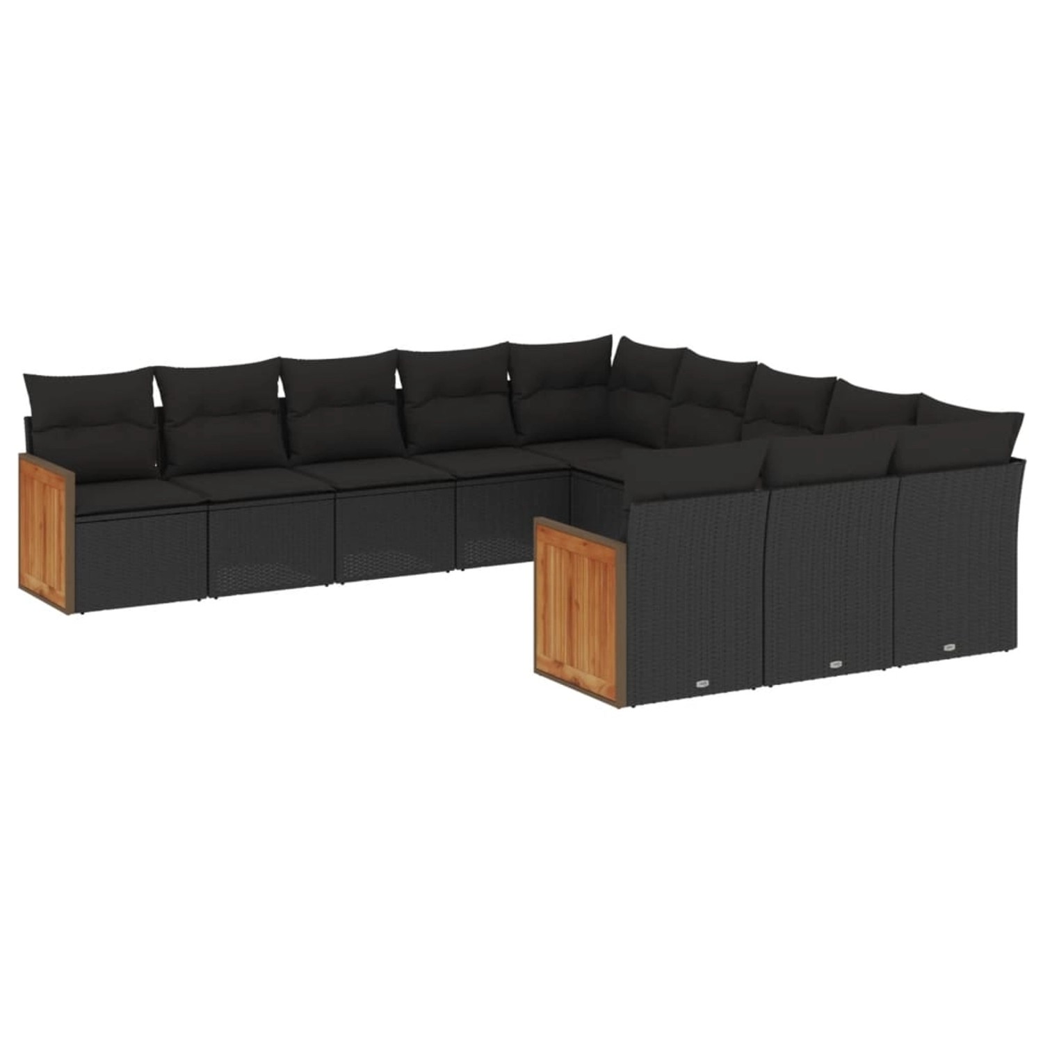 vidaXL 11-Tlg Garten-Sofagarnitur mit Kissen Schwarz Poly Rattan 3228106 günstig online kaufen