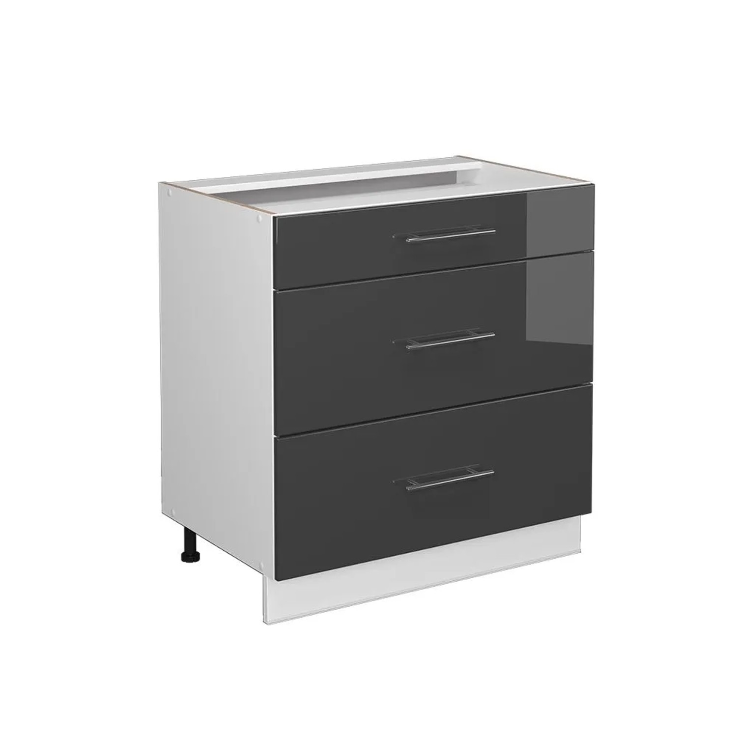 Vicco Badschrank Fame-Line Anthrazit Hochglanz 80 x 82 mit 3 Schubladen ohne Arbeitsplatte