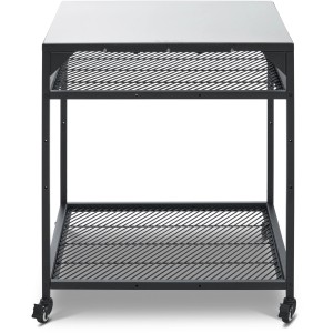 Ooni Modultisch groß: Grilltisch mit Edelstahlplatte, Ablagen und Rollen für Zubehör.