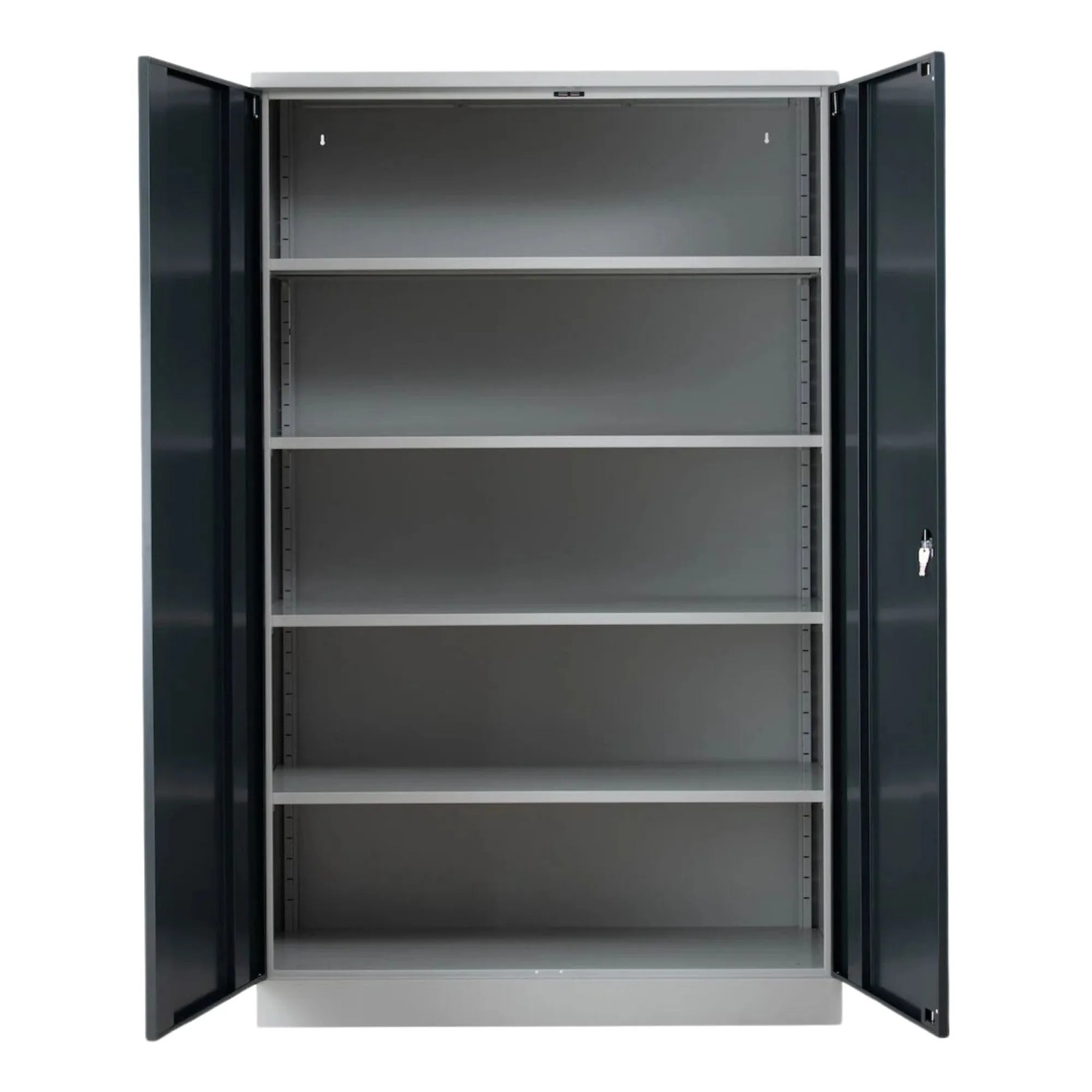 PROREGAL Stahlschrank Bee Mit 9 Lackierten Fachböden HxBxT 195 x 120 x 50 cm Korpusfarbe Lichtgrau Frontfarbe Anthrazit