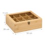 Relaxdays Teebox Bambus Natur Mit 12 Fächern Staubgeschützt 11 cm x 32 cm x 28 cm 1,6 kg_4