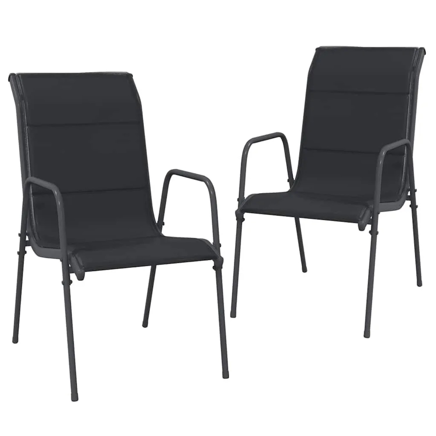 Furnicato Gartenstühle 2er Set Stahl Und Textilene 51x66x88 Cm Schwarz Und Anthrazit