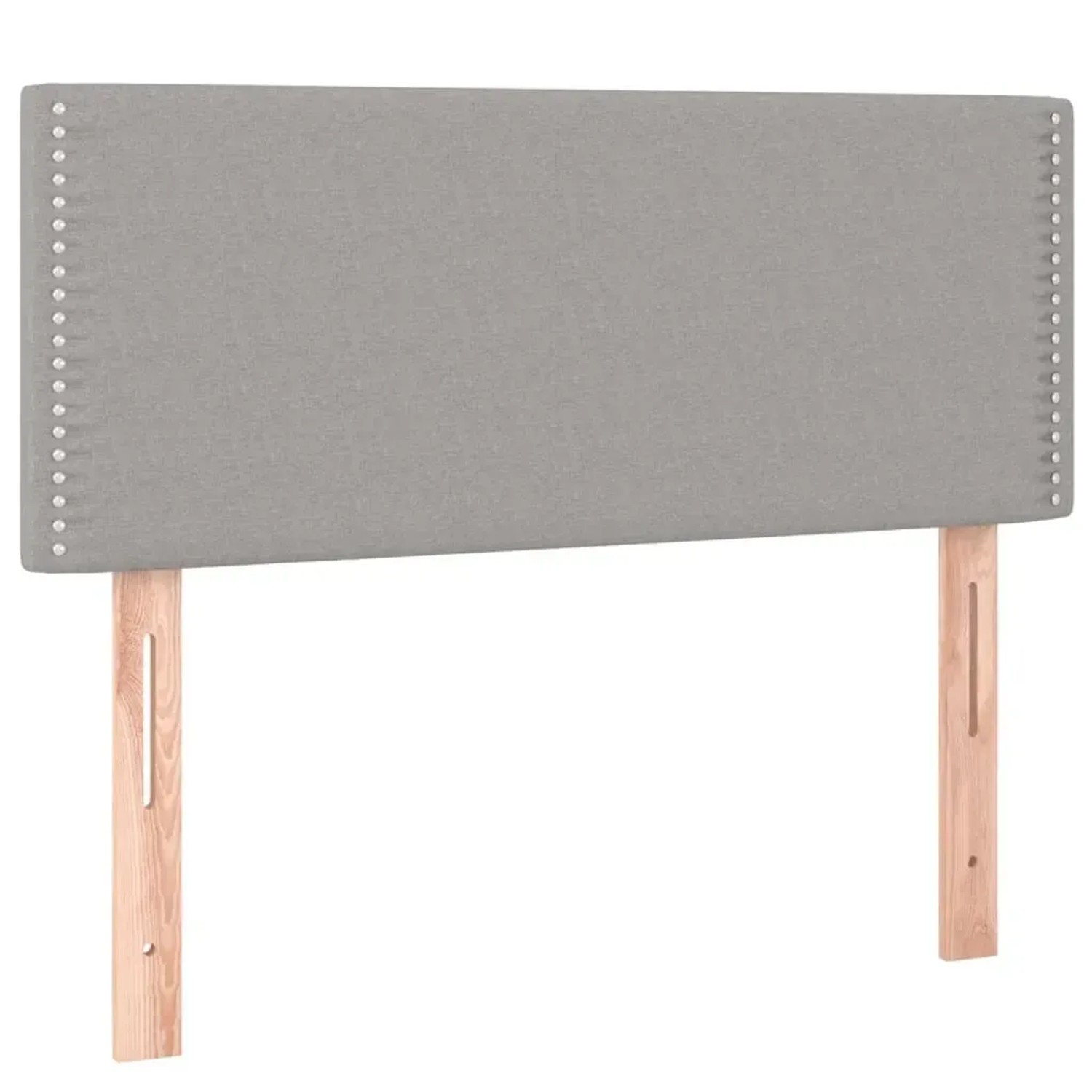 Hellgraues vidaXL Boxspringbett mit Stoffbezug und Holzfüßen, 90x190 cm.