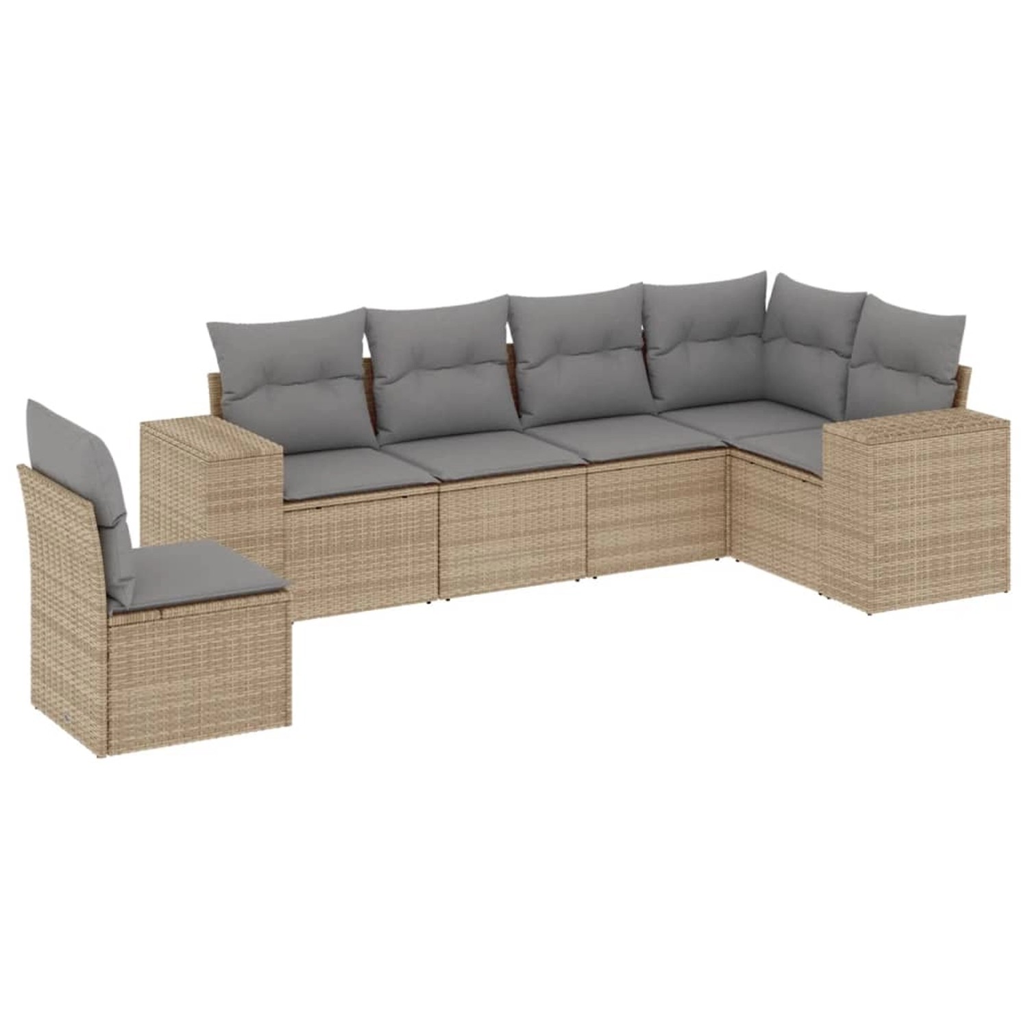 vidaXL 6-Tlg Garten-Sofagarnitur mit Kissen Beige Poly Rattan 3254966 günstig online kaufen