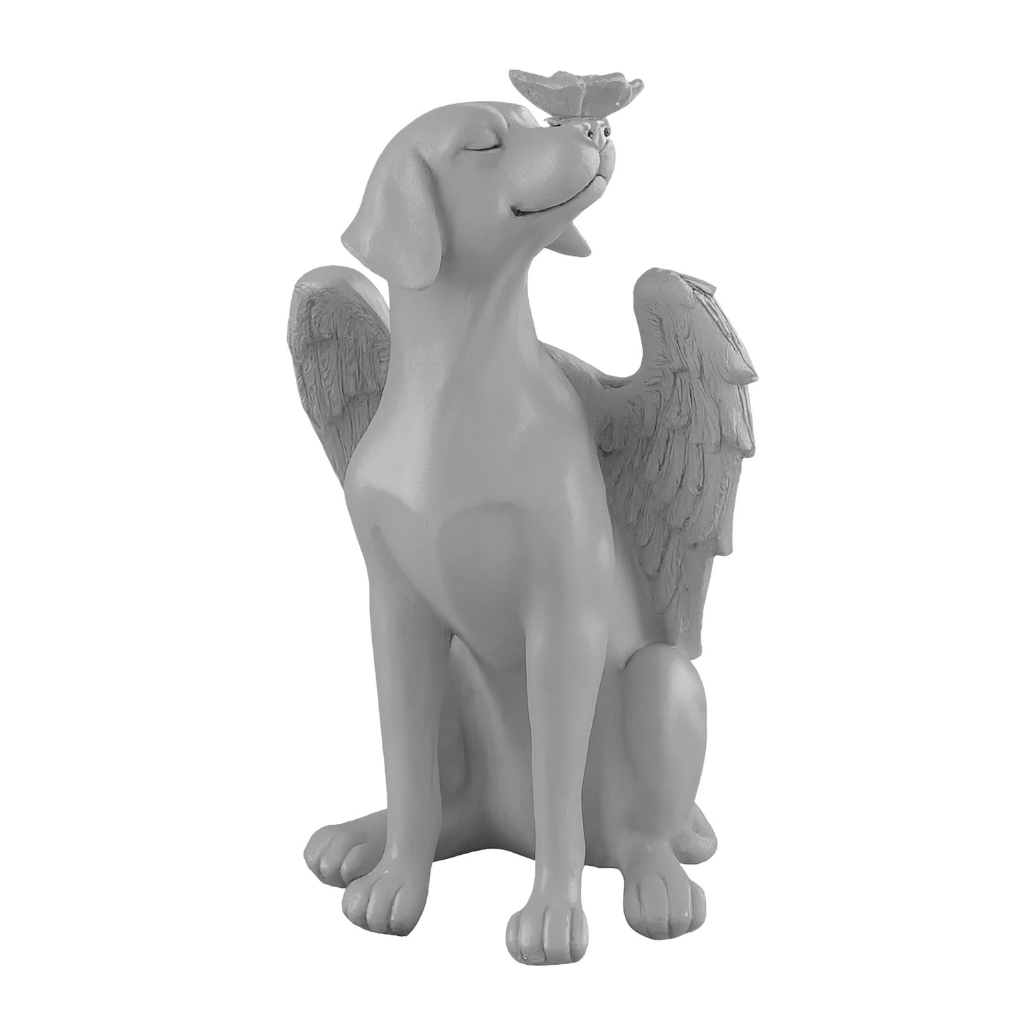 Relaxdays Grabengel für Hunde Polyresin Grau Wetterfest 20 cm x 11 cm x 11 cm
