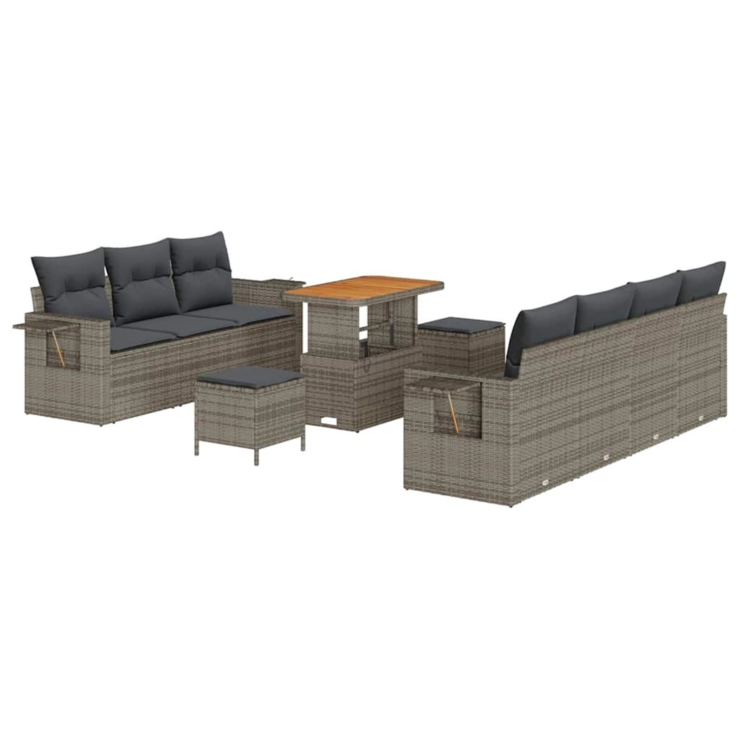 vidaXL Garten-Sofa-Set 10-Tlg Grau Poly Rattan 3361713 günstig online kaufen