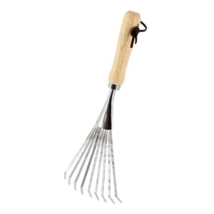 Galaflor Kleinfächerbesen aus Edelstahl mit Holzgriff 9 Zinken