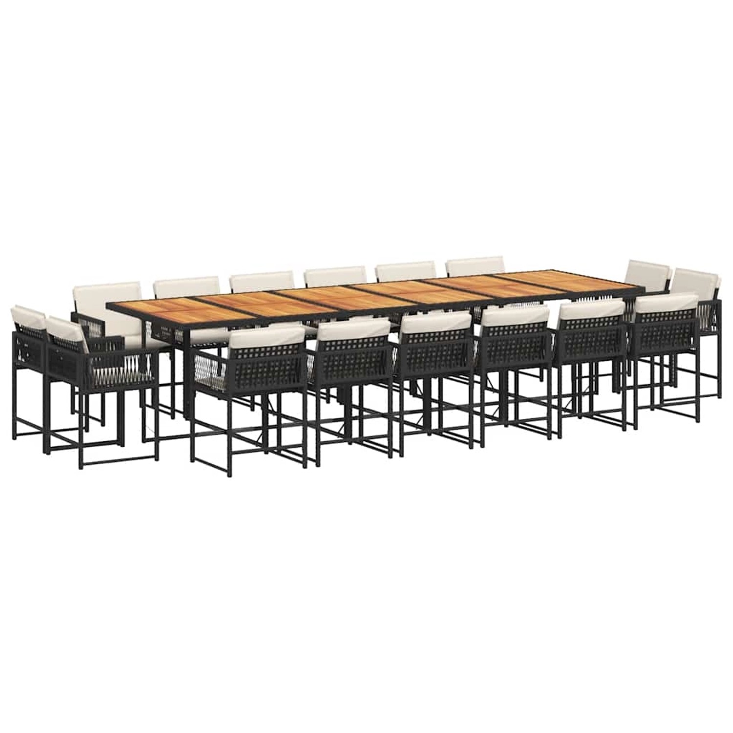 vidaXL 17-Tlg Garten-Essgruppe mit Kissen Schwarz Poly Rattan 3211611 günstig online kaufen