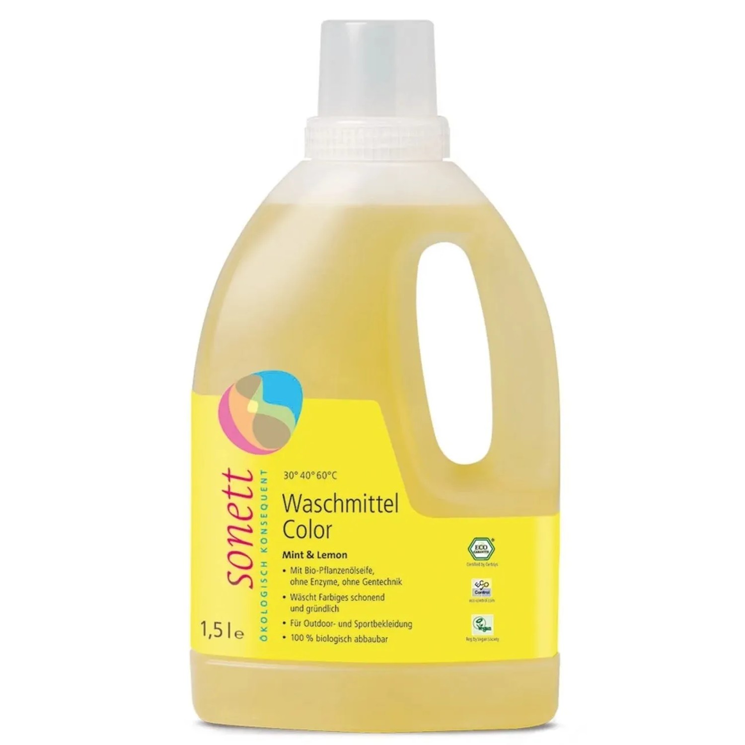 Sonett Waschmittel Color Minze & Zitrone Flüssig 1,5 Liter
