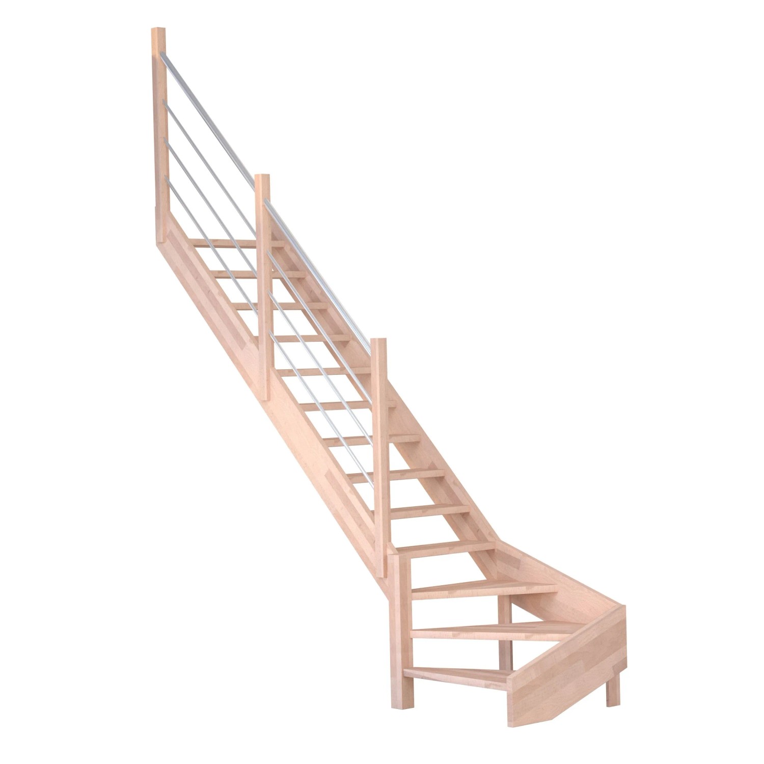 Treppe Mykonos Pro Buche Gew. L 80 cm Holz-Edelstahl-Geländer FSC® günstig online kaufen