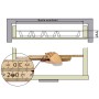Anleitung zum Messen der Schubladenbreite für SOTECH ORGA-BOX-3 Besteckeinsätze. Diagramm mit Hand, Zollstock und Maßen für Küchen-Ordnungssysteme.