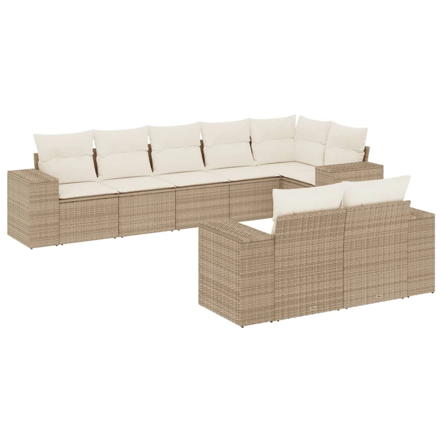 vidaXL 8-Tlg Garten-Sofagarnitur mit Kissen Beige Poly Rattan 3255155 günstig online kaufen