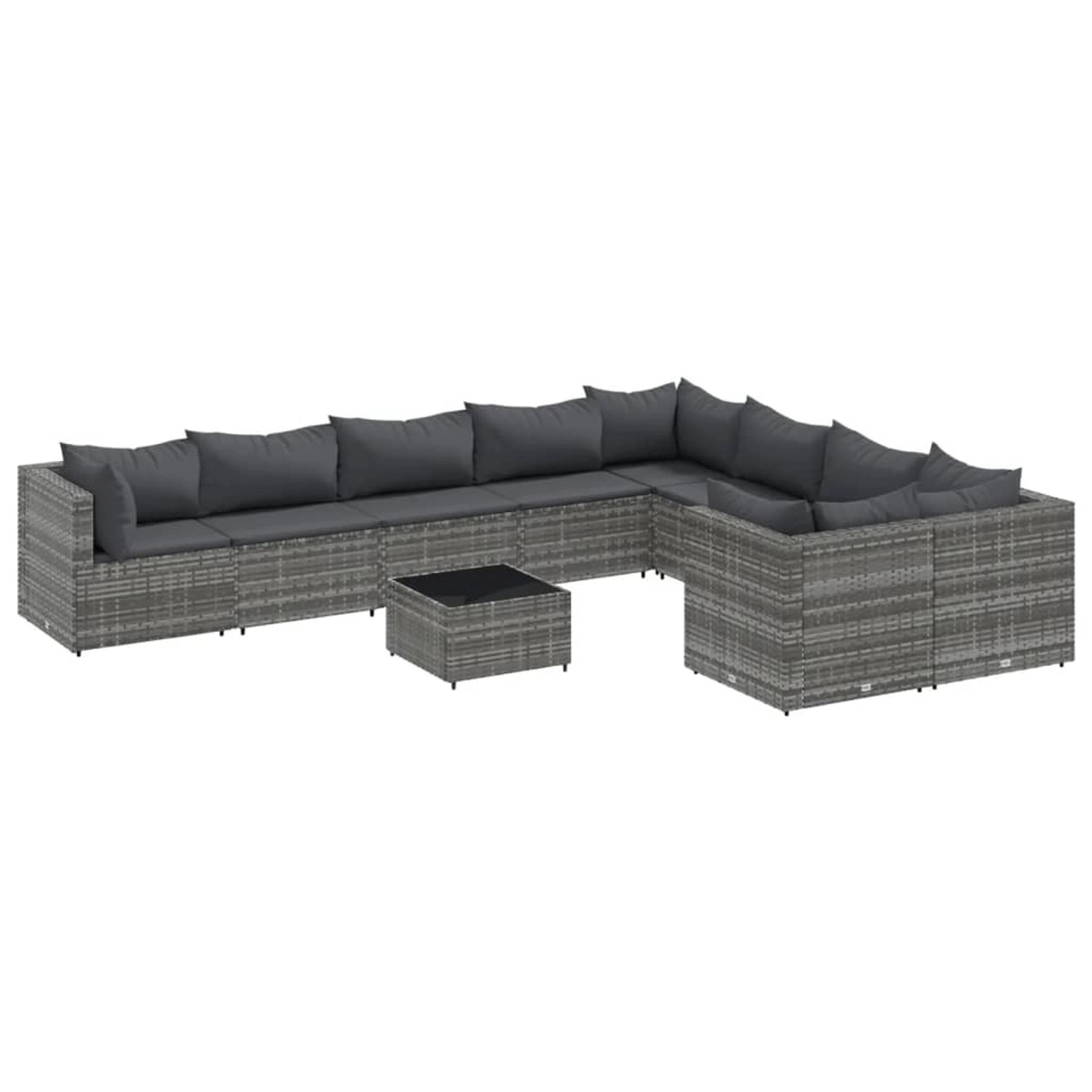 vidaXL 10-Tlg Garten-Sofagarnitur mit Kissen Grau Poly Rattan 3308322 günstig online kaufen