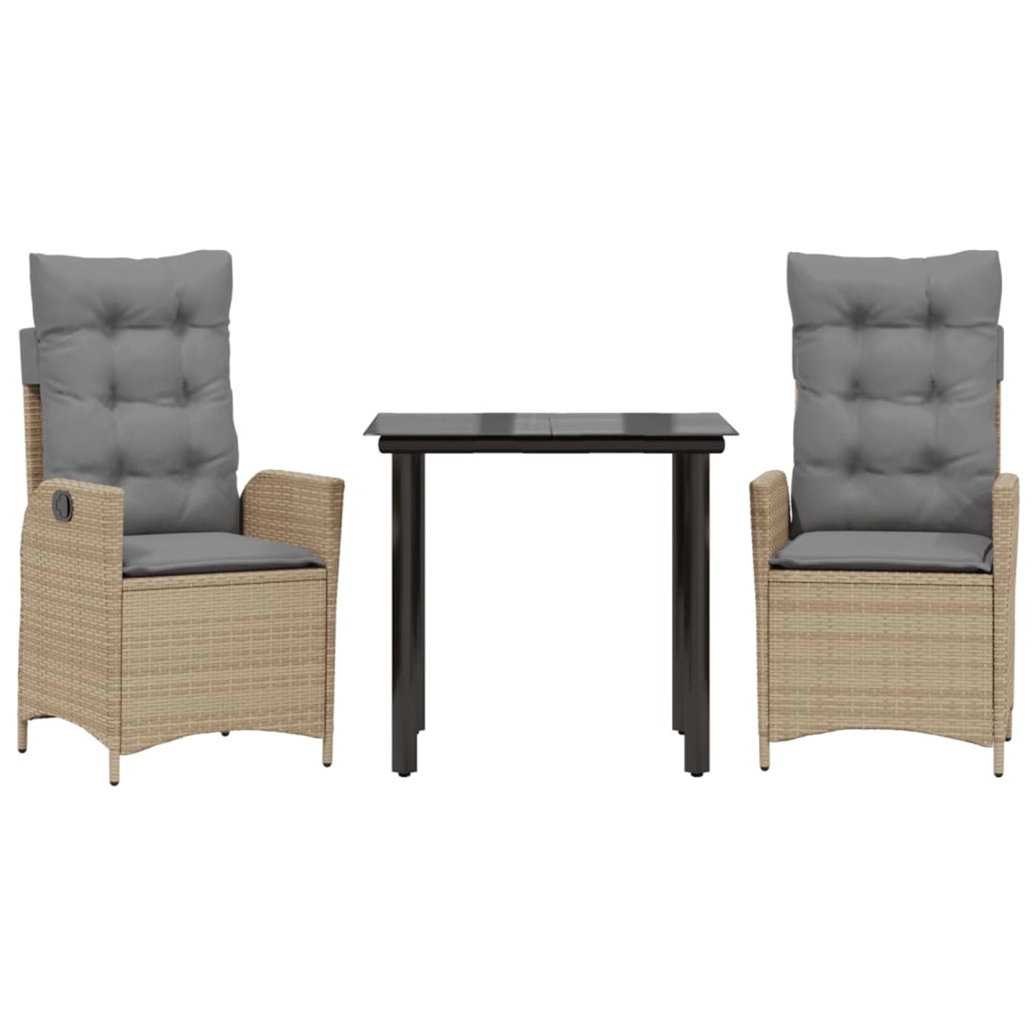 vidaXL 3-Tlg Garten-Essgruppe mit Kissen Beige Poly Rattan 3213264 günstig online kaufen