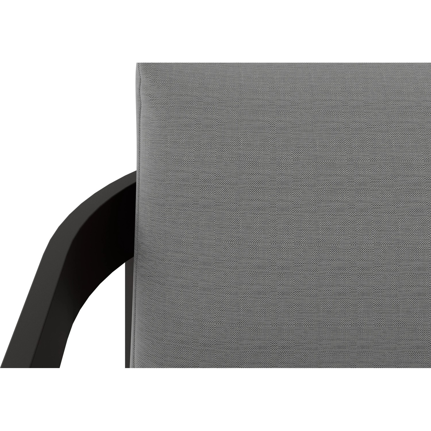 Detailaufnahme: Sessel der Lounge-Gruppe Sorreno, Aluminium Anthrazit, graues Kissen.