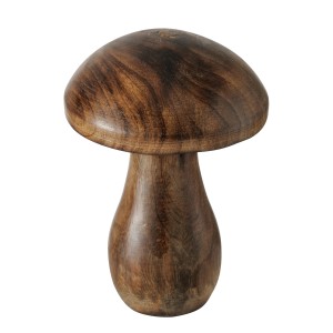 Dunkelbrauner Dekoaufsteller Terjol in Pilzform aus Mango-Holz, 11x8 cm.
