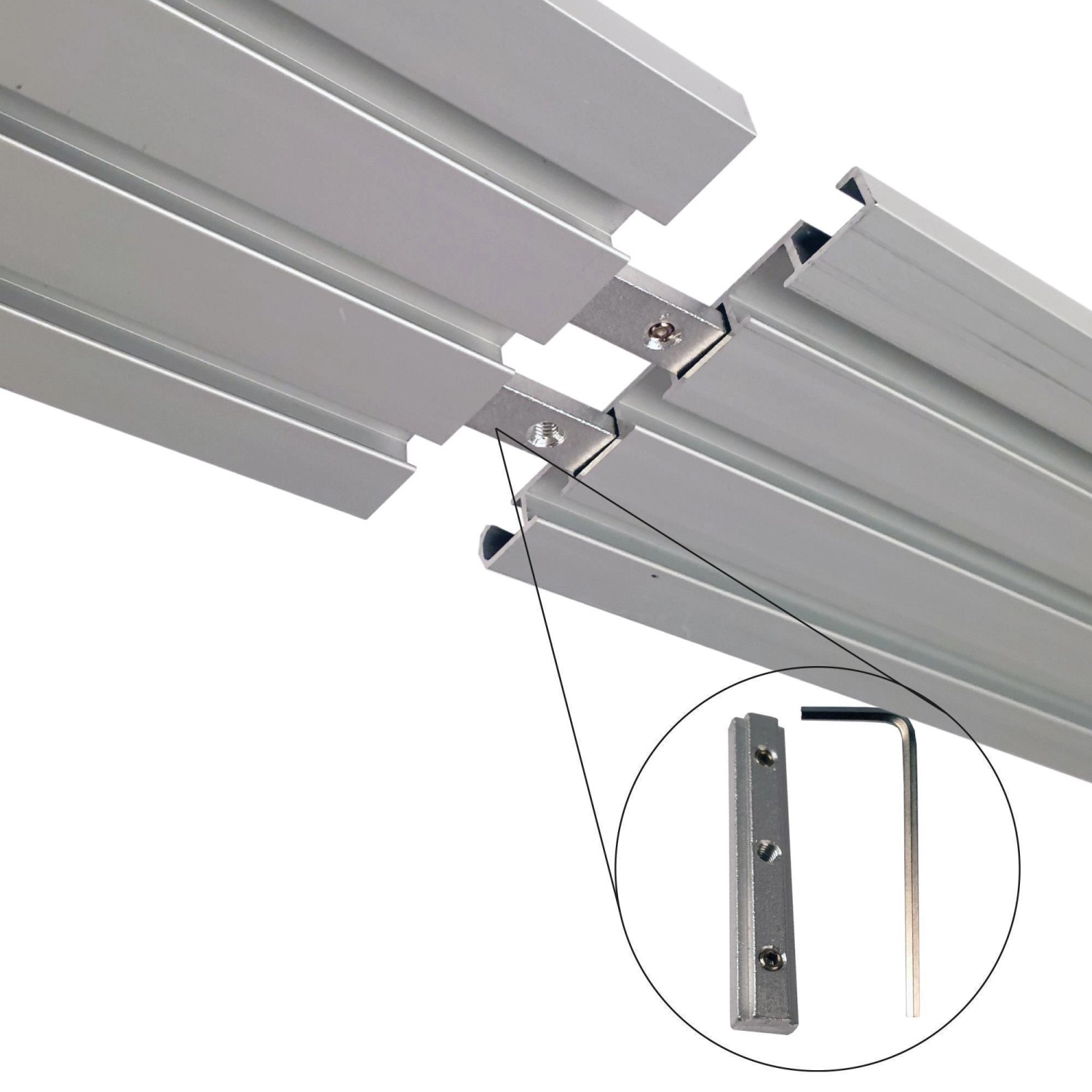 Bestlivings Gardinenschiene, 3-läufig, 450 cm, Aluminium silber, mit Verbindungsstücken.