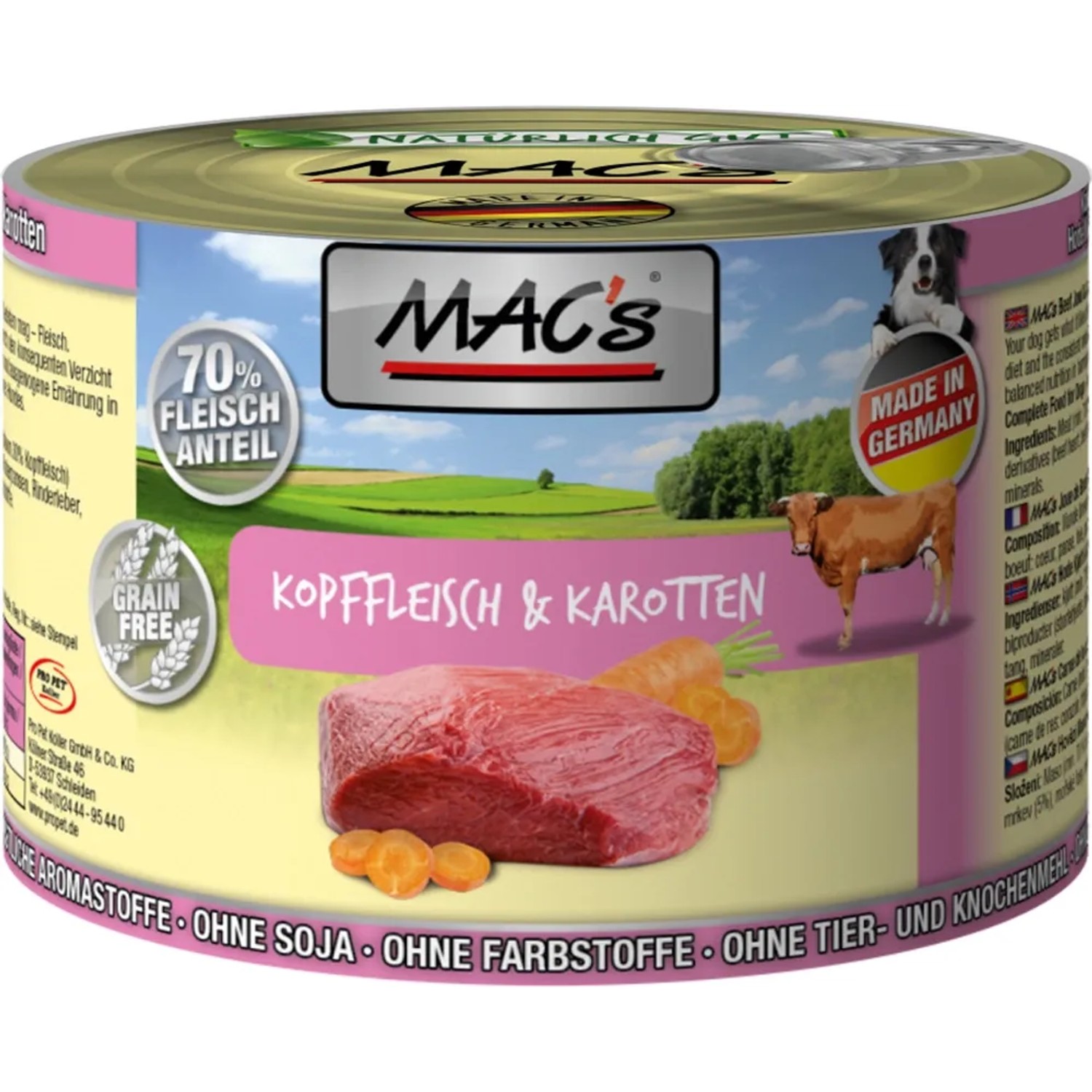 Mac's Hunde-Nassfutter Kopffleisch und Karotten 200 g