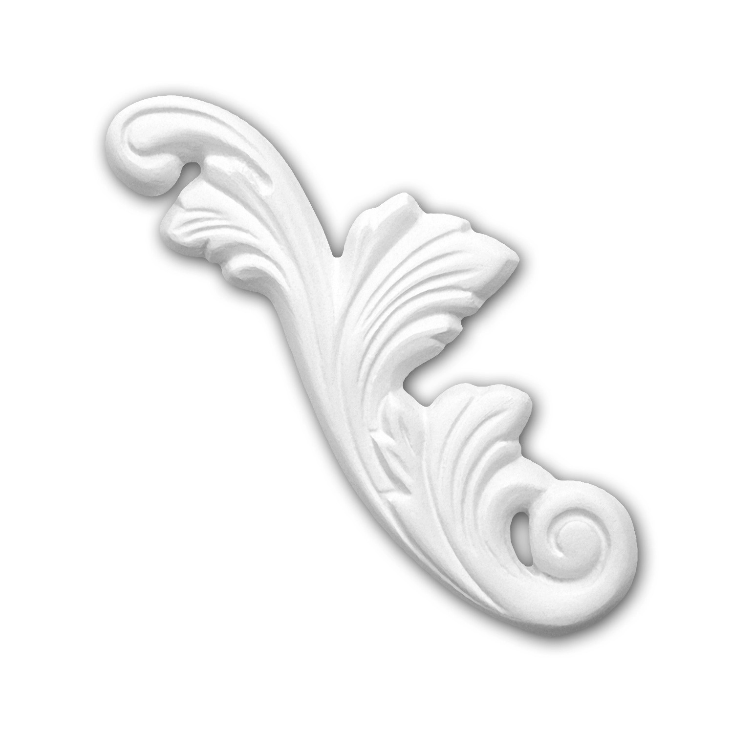 PROFHOME 160010 Zierelement dekoratives Element Stuckdekor aus Polyurethan 7,0 cm x 16,2 cm x 1,0 cm Weiß