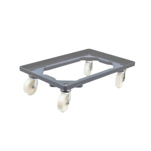 Grauer PROREGAL Transportroller für Euroboxen (60x40 cm) mit Kunststoffrädern, 300 kg Traglast.