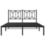 Schwarzes Metall Bettgestell 140x200 mit Kopfteil im modernen Design.