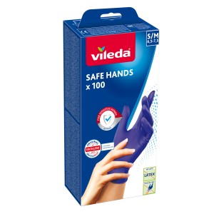 Vileda Safe Hands Einmalhandschuhe, Größe S/M, dunkelblau, 100 Stück, aus Nitril, für Haushalt und sensible Hände.