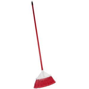 Bürstenmann Hofbesen mit rotem Metallstiel und roten Borsten für Stein- und Pflasterböden.