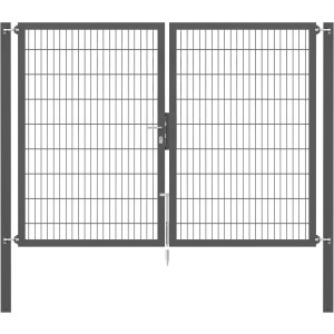 Doppeltor Flexo Plus, 250x180 cm, anthrazit, mit Doppelstabmatte, Pfosten und Türdrücker für Gartenzaun.