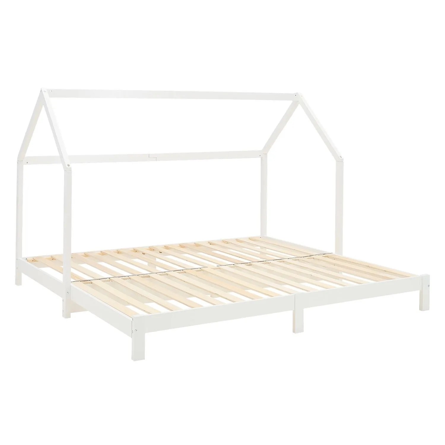 Homestyle4u Kinderbett Familienbett 90x200 187x200 mit / ohne Matratze Hausbett Montessori (Set, mit Lattenrost), ebene Liegefläche zum Kuscheln, Stillen und gemeinsamen Einschlafen
