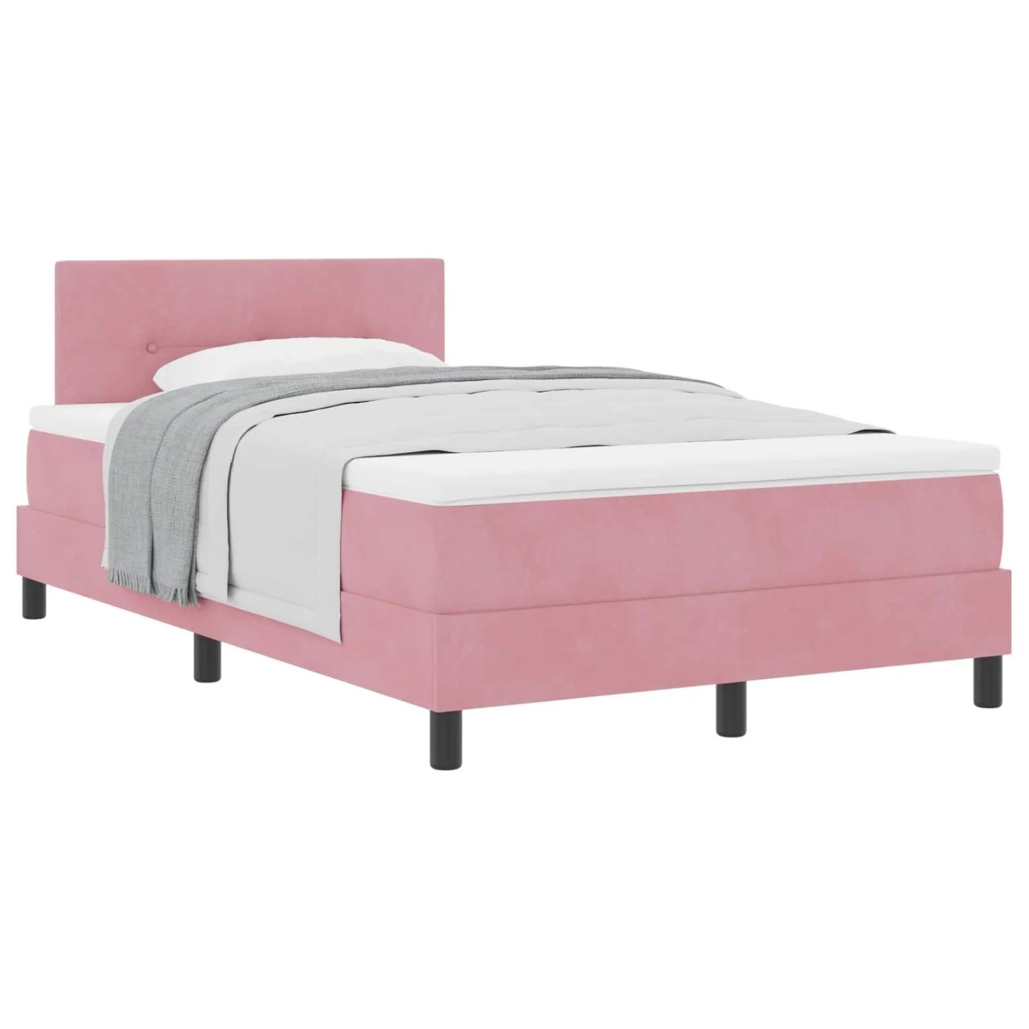 vidaXL Boxspringbett mit Matratze mit Kopfteil Rosa 120 x 200 cm Samt 3339169